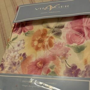 Villager Floral Tablecloth - includes 8 napkins Pink, Orange, Green